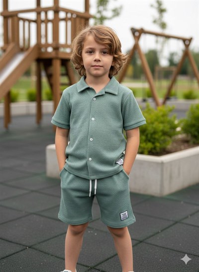 Gömlekli Şortlu Takım - Yeşil (2-10Yaş)