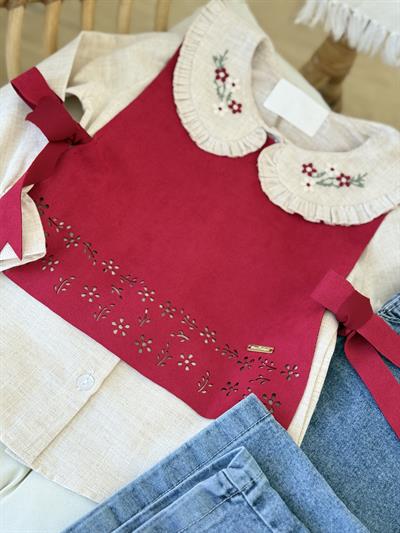 Lina Kaneviçe Gömlekli Takım-Kırmızı (2yaş-9yaş)