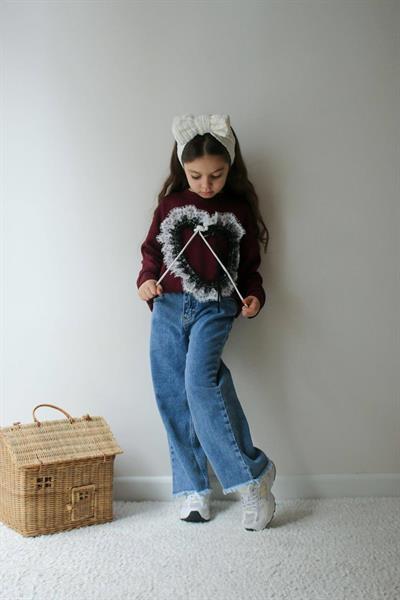 Güpür Kalp Detay Takım- Bordo(3-10yaş)