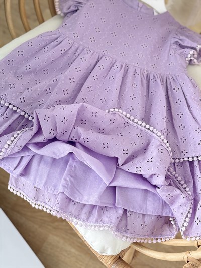 Güpürlü Elbise - Lila (2yaş-10yaş)