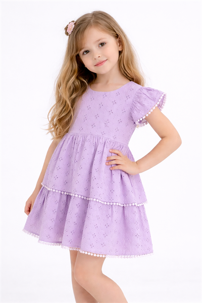 Güpürlü Elbise - Lila (2yaş-10yaş)