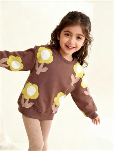 Kahverengi Papatya Detay Takım(2 yaş-8 yaş)