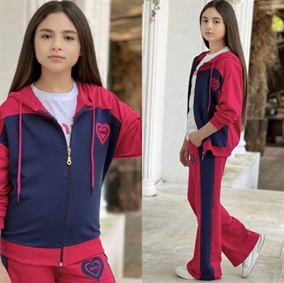 Kalp Detay Fermuarlı 3 Lü Takım  (4-16 yaş)