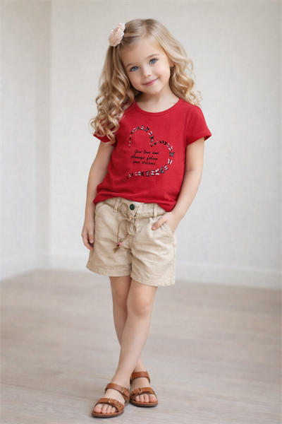 Butterfly Şortlu Takım - Nar Çiçeği 2yaş-5yaş)
