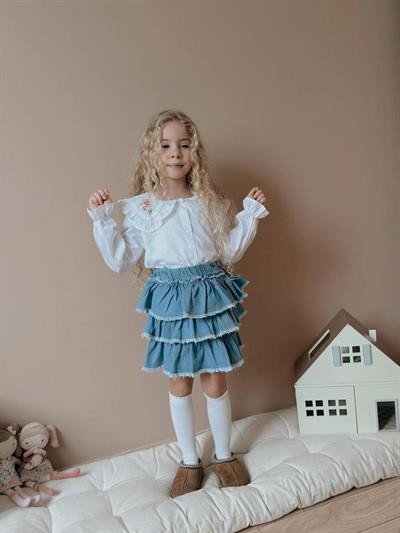 Kaneviçe Yaka Fırfır Etekli Takım(3-10yaş aralığı)