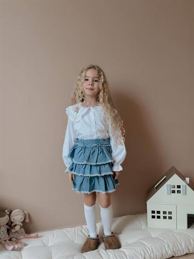 Kaneviçe Yaka Fırfır Etekli Takım(3-10yaş aralığı)