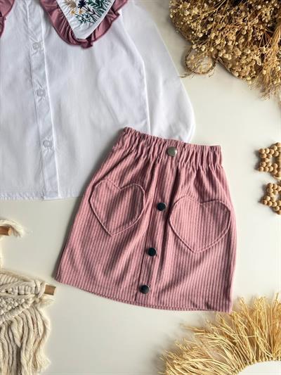 Kaneviçe Yaka Kadife Etekli Takım(3-10yaş aralığı)