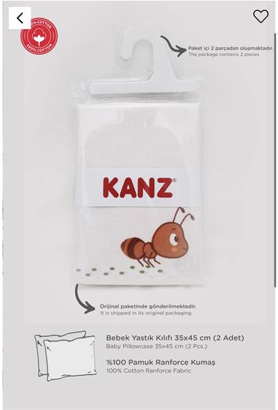 Kanz Ranforce %100 Pamuk Bebek Yastık Kılıfı 2li Set Tiny Ant-A