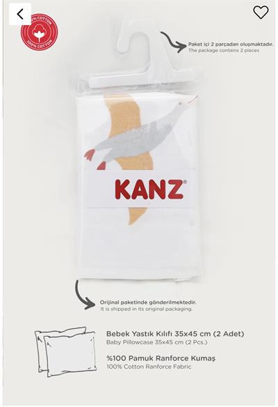 Kanz Ranforce %100 Pamuk Bebek Yastık Kılıfı 2li Set Dinasaurs-A