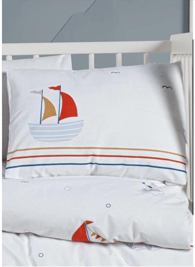 Kanz Ranforce %100 Pamuk Bebek Yastık Kılıfı 2li Set Sailboats-A