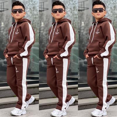 Kapüşonlu Us Eşofman Takım-Kahve(8-16 yaş aralığı)