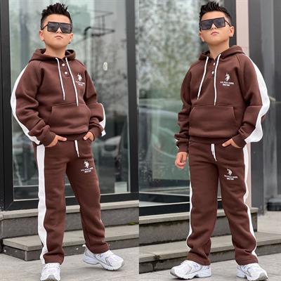 Kapüşonlu Us Eşofman Takım-Kahve(8-16 yaş aralığı)