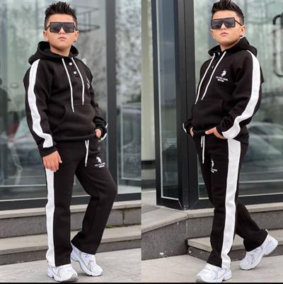 Kapüşonlu Us Eşofman Takım-Siyah(8-16 yaş aralığı)