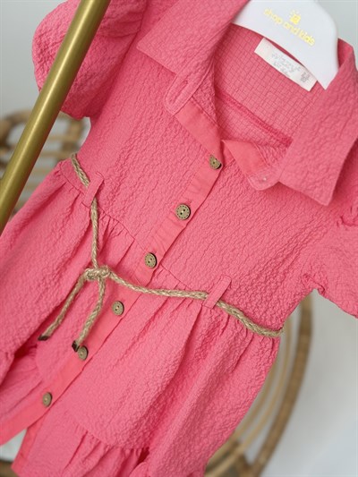 Luna Kemer Detay Elbise - Narçiçeği (2yaş-10yaş)