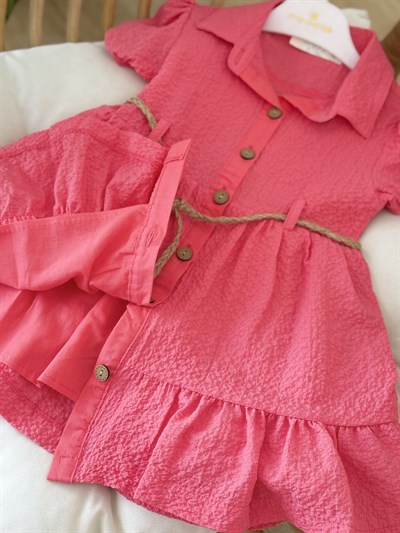 Luna Kemer Detay Elbise - Narçiçeği (2yaş-10yaş)