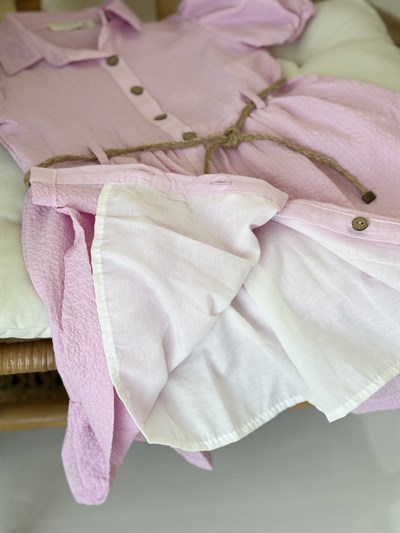 Luna Kemer Detay Elbise - Pembe (2yaş-10yaş)