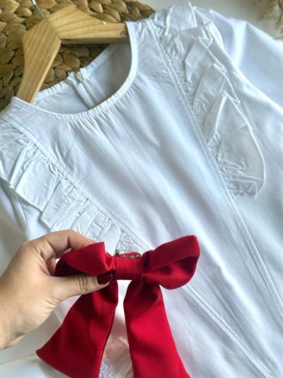 Kurdele (Çıkartılabilir İğneli) Etekli Takım-Kırmızı(4-12yaş aralığı)