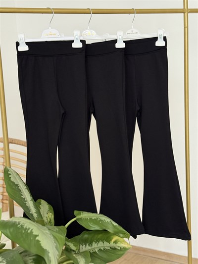 Likralı İspanyol Paça Pantolon - Siyah (8-17yaş) 