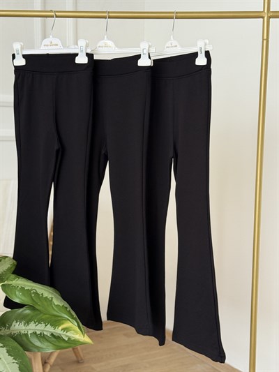 Likralı İspanyol Paça Pantolon - Siyah (8-17yaş) 