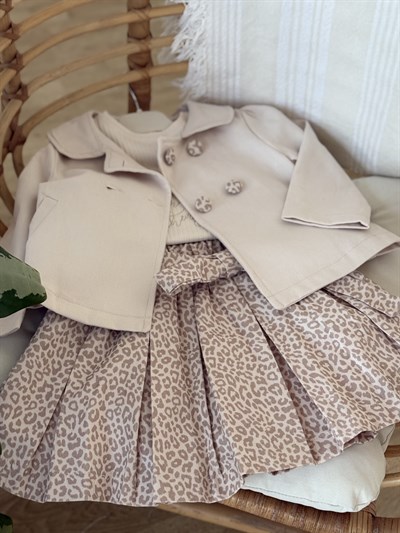 Little Rose Trençkot 3 Parça Takım -Krem(2-5yaş)