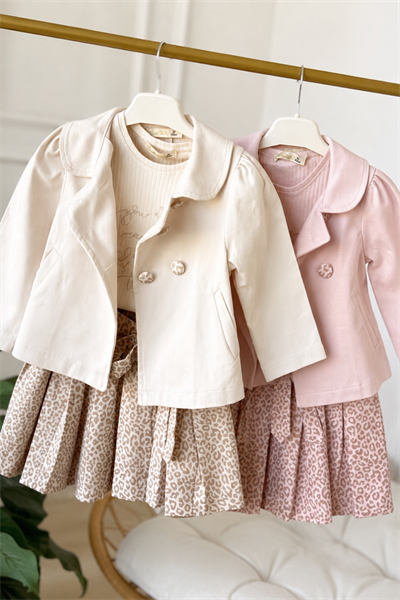 Little Rose Trençkot 3 Parça Takım -Krem(2-5yaş)