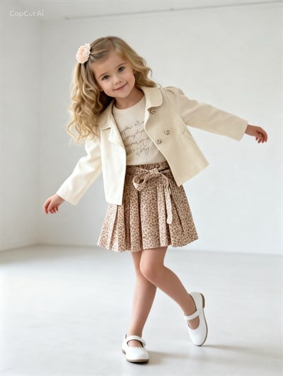 Little Rose Trençkot 3 Parça Takım -Krem(2-5yaş)