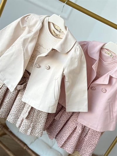 Little Rose Trençkot 3 Parça Takım -Pudra(2-5yaş)