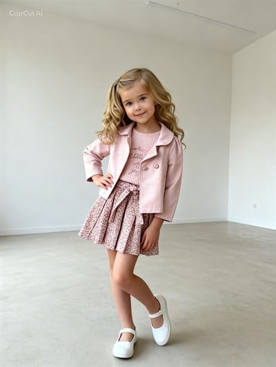 Little Rose Trençkot 3 Parça Takım -Pudra(2-5yaş)