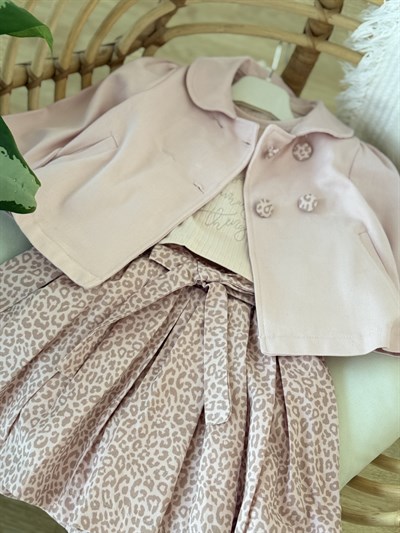 Little Rose Trençkot 3 Parça Takım -Pudra(2-5yaş)