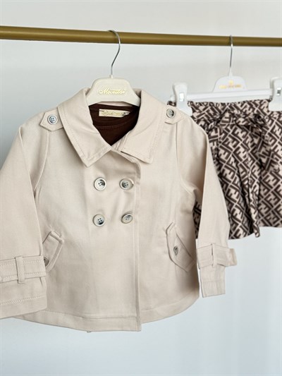 Little Star Trençkot 3 lü Takım -Krem(2-9yaş)