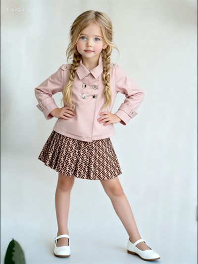 Little Star Trençkot 3 lü Takım -Pudra(2-9yaş)