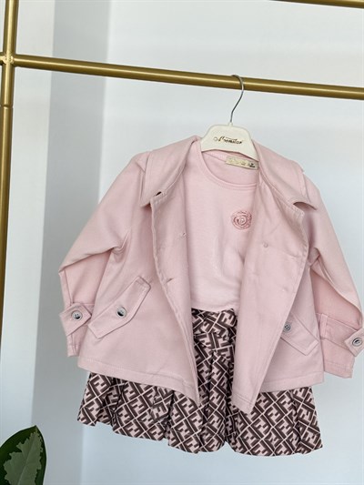 Little Star Trençkot 3 lü Takım -Pudra(2-9yaş)