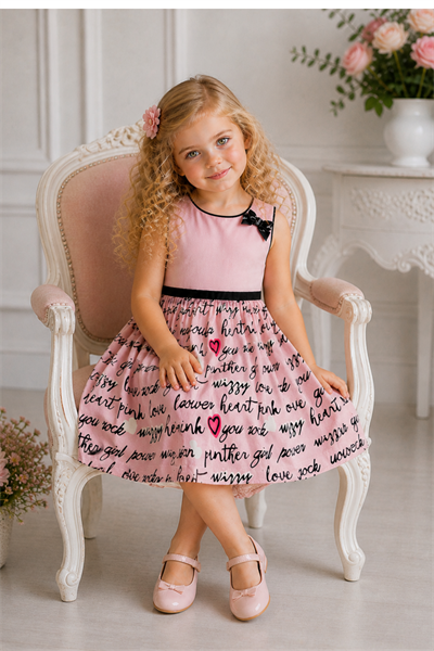 Love Girl Elbise - Pembe (2-5 yaş aralığı)