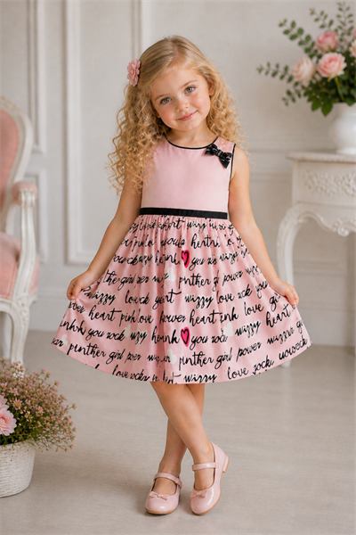 Love Girl Elbise - Pembe (2-5 yaş aralığı)