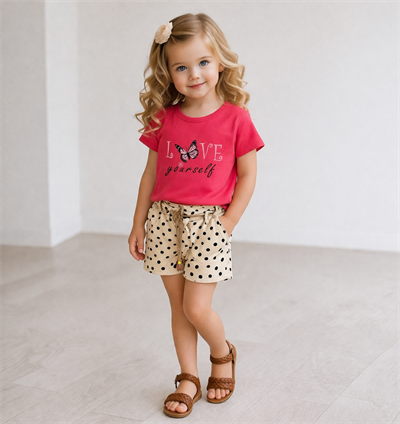 Love Yourself Şortlu Takım - Pembe (2yaş-5yaş)