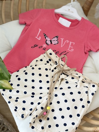 Love Yourself Şortlu Takım - Pembe (2yaş-5yaş)