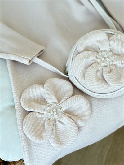 Luxe Pearl Çantalı Elbise-Krem (4yaş-7yaş)