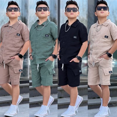 Marka Detay Müslin Takım - Bej (8-16Yaş)