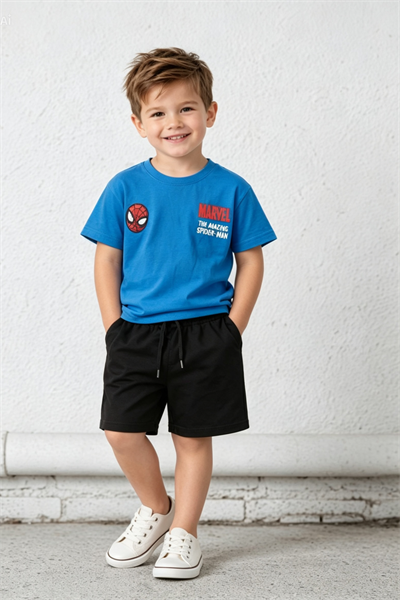 Örümcek Adam Şortlu Takım (16029) - Mavi (1-6Yaş)