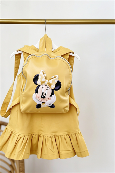 Minnie Çantalı  Elbise Sarı -(2-9yaş)