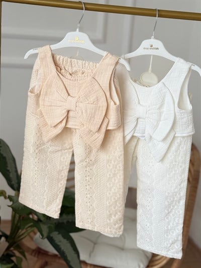 Müslin Fisto Crop Takım - Beyaz (2-8yaş)