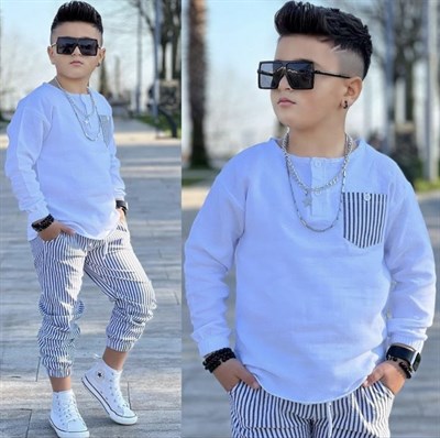 Müslin Gömlekli Takım - Beyaz (3-12 yaş aralığı)