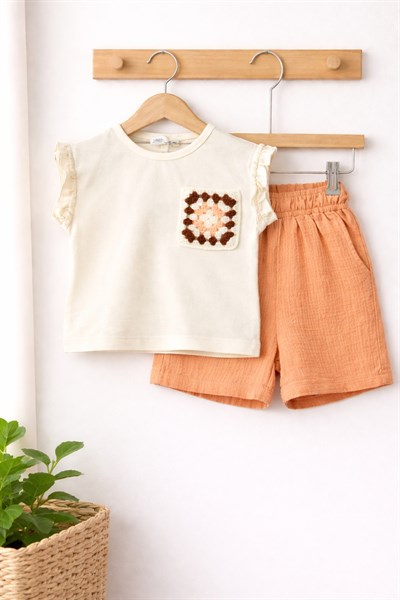 Müslin Şortlu Takım - Somon (1-6yaş)