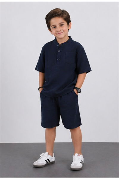 Müslin Şortlu Takım - Lacivert (3-10Yaş)
