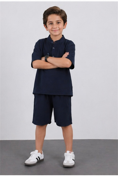 Müslin Şortlu Takım - Lacivert (3-10Yaş)