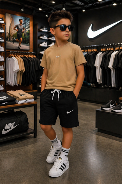 Tshırt Şort 2 li Takım - Bej (3-10Yaş)