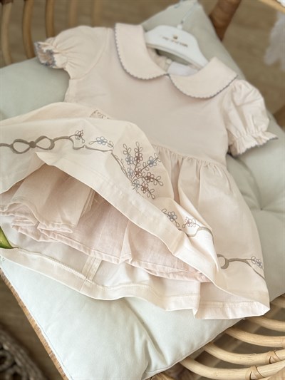 Nora Kaneviçe Detay Hırkalı Elbise - Bej (9ay-36ay)