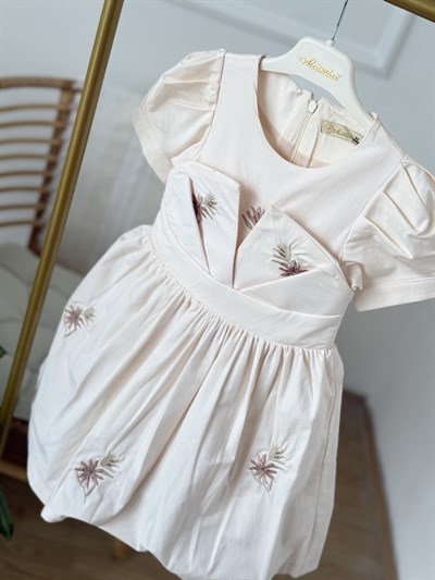 Oliva Astarlı Elbise - Krem (4yaş-8 yaş)