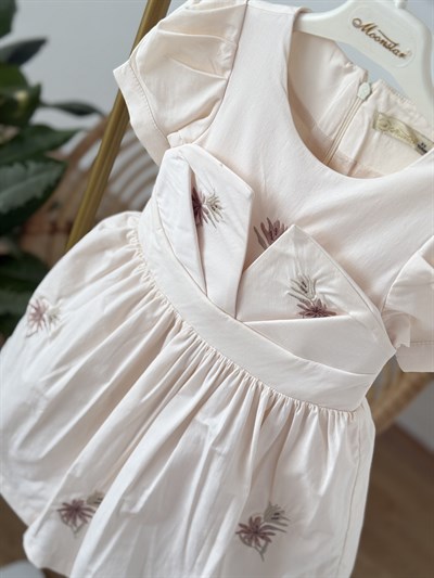 Oliva Astarlı Elbise - Krem (4yaş-8 yaş)