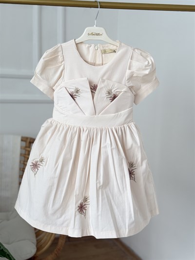 Oliva Astarlı Elbise - Krem (4yaş-8 yaş)